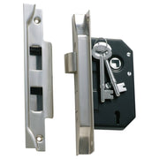 3 Lever Rebated Lock (44mm Backset), Sat Chrome