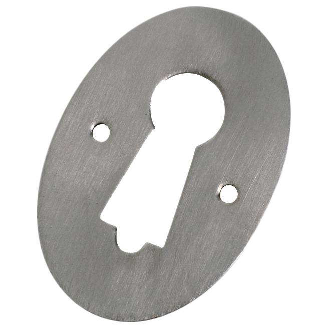 Pressed Oval Door Escutcheon, Satin Chrome