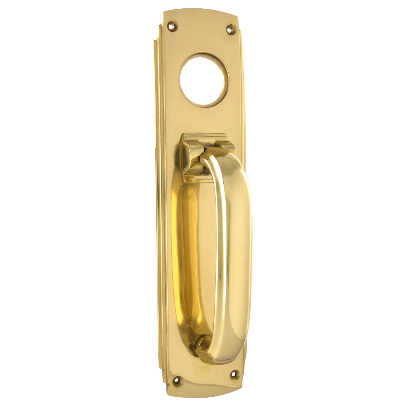 Deco Pull/Knocker with Cylinder Hole, Pol Brass