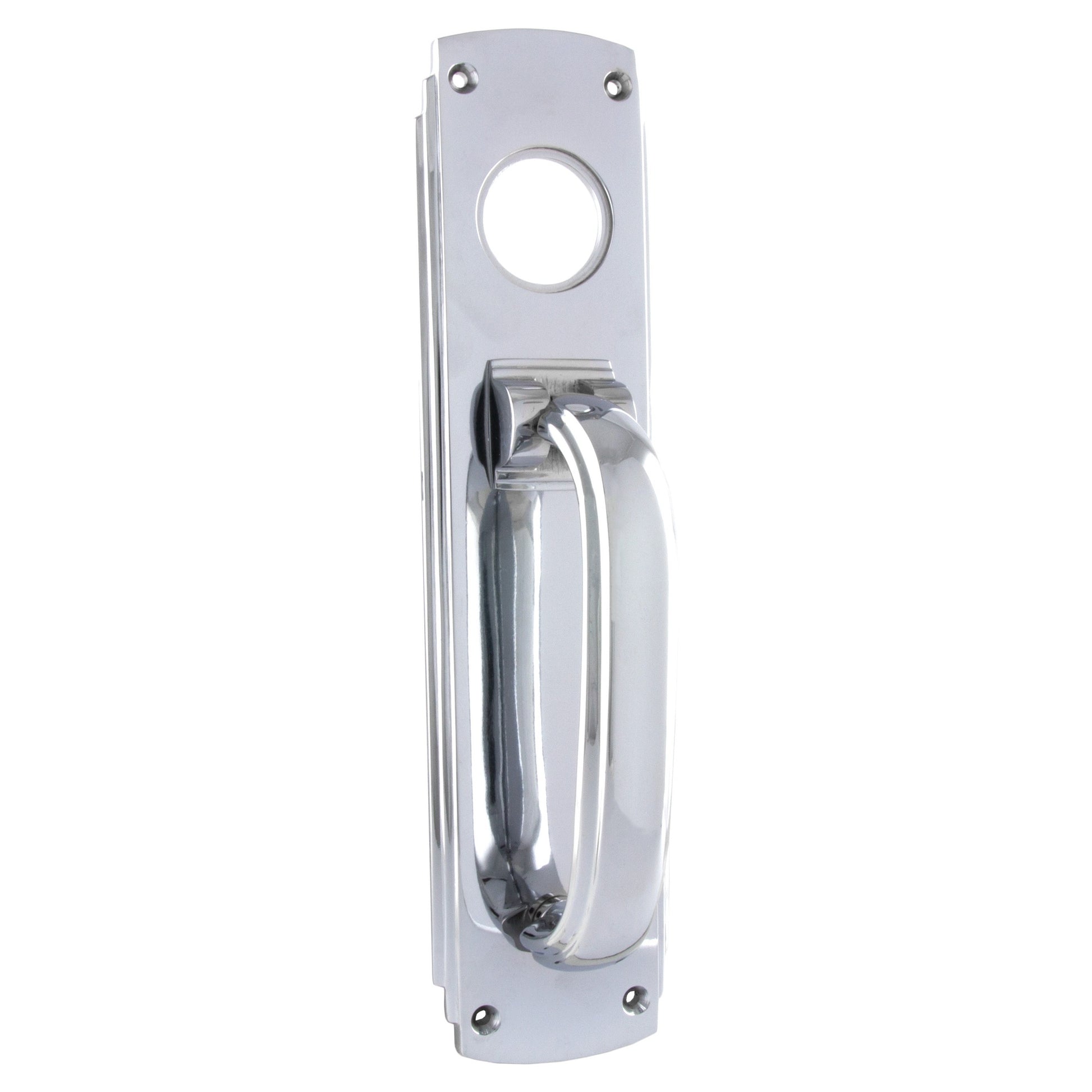 Deco Pull/Knocker with Cylinder Hole, Chrome
