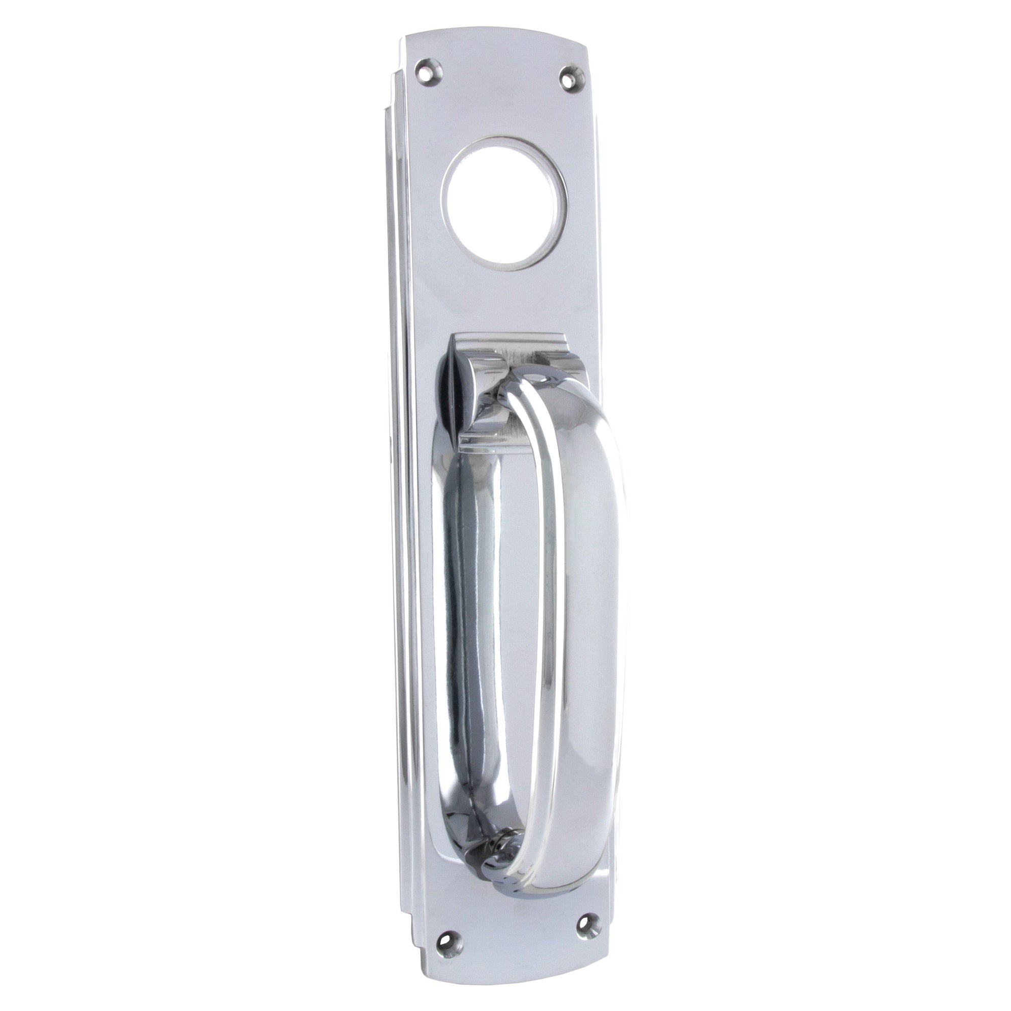 Deco Pull/Knocker with Cylinder Hole, Chrome