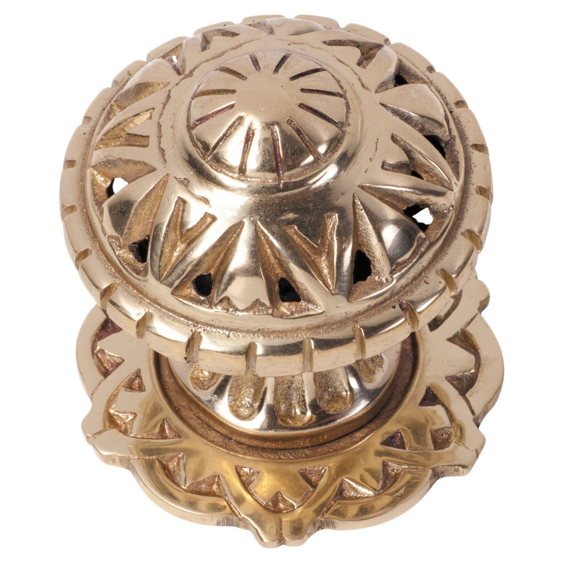 Fancy Centre Door Knob, Polished Brass