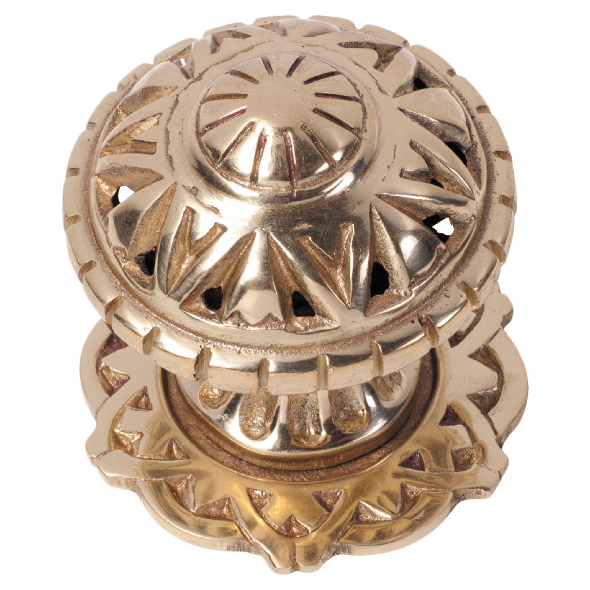Fancy Centre Door Knob, Polished Brass