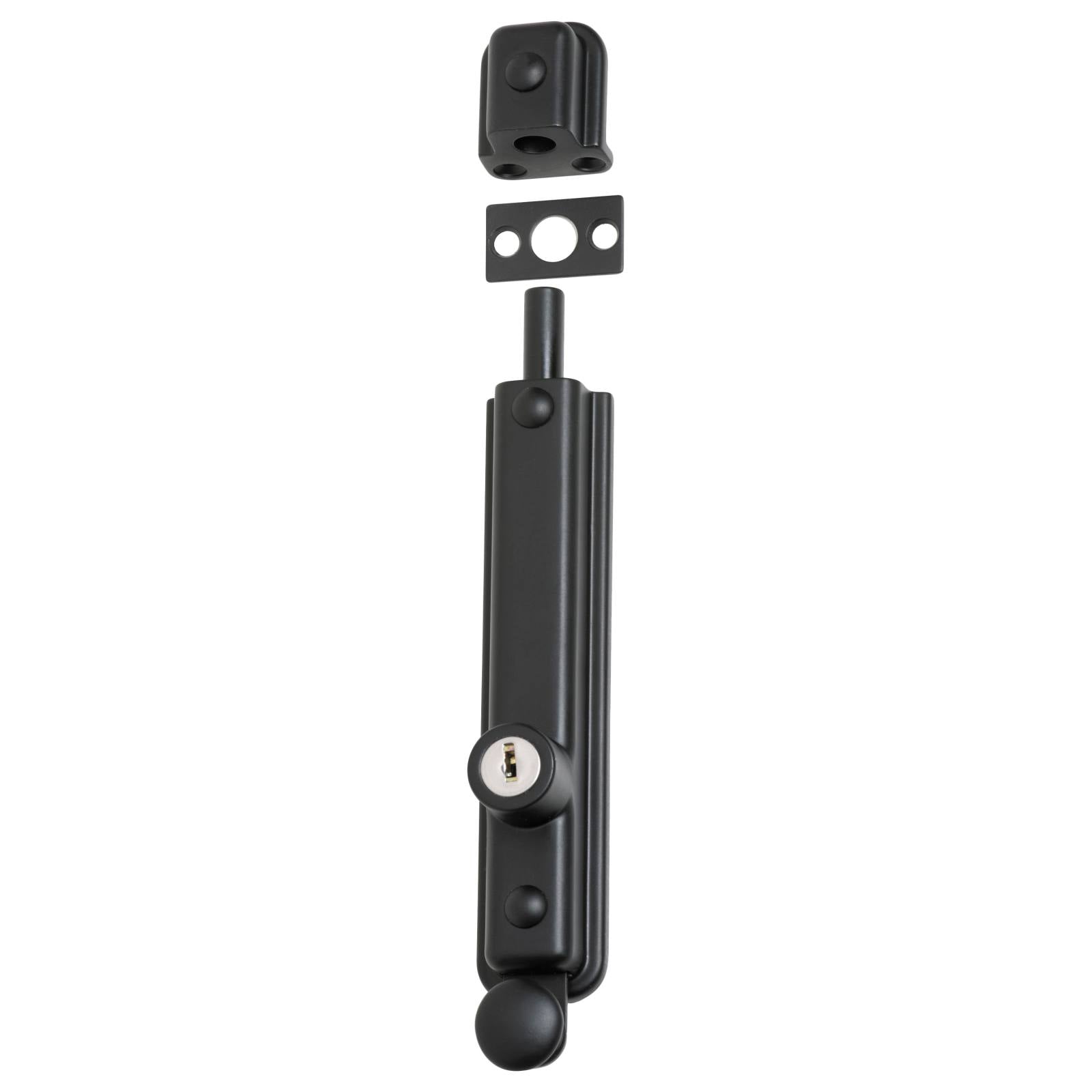 Surface Mounted Locking Door Bolt, Matte Blk