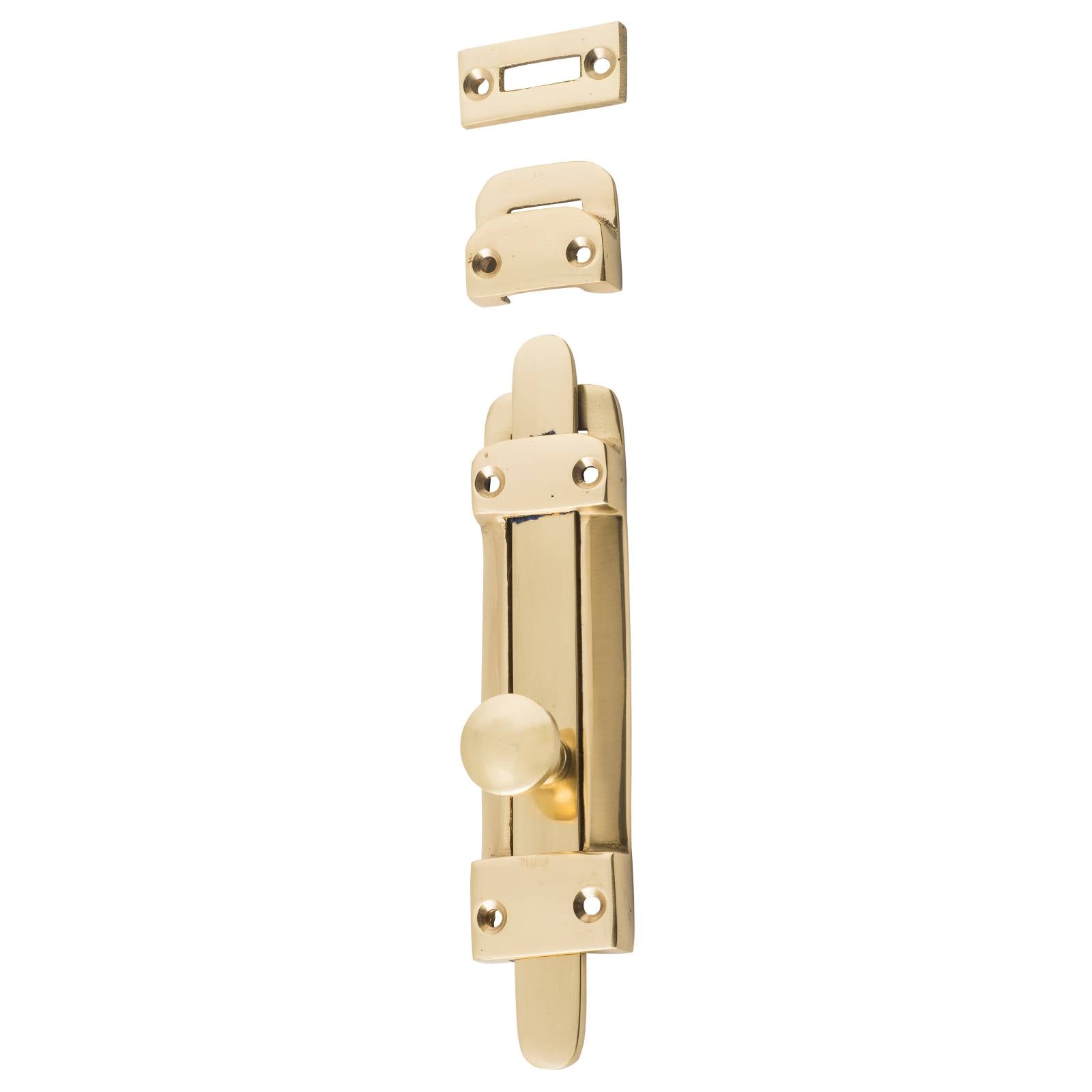 Small Tower Bolt, Polished Brass