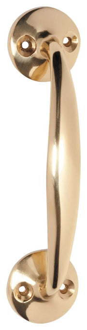 11cm D-Pull Handle w/Round Bases, Polished Brass
