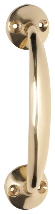 12.5cm D-Pull Handle w/Round Bases, Polished Brass