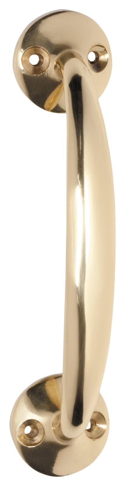 12.5cm D-Pull Handle w/Round Bases, Polished Brass