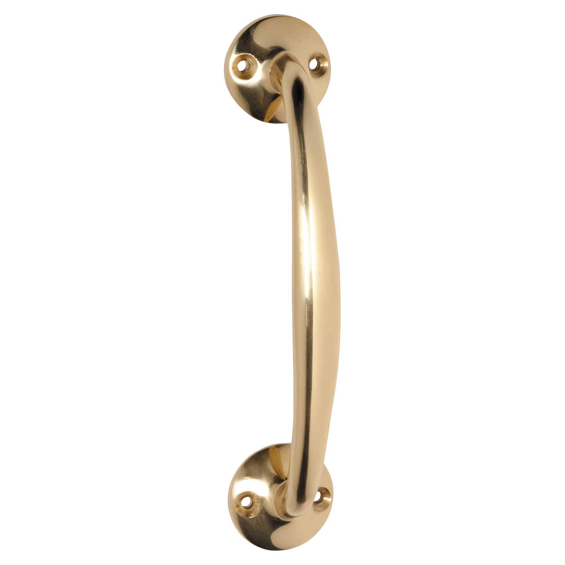 15cm D-Pull Handle w/Round Bases, Polished Brass
