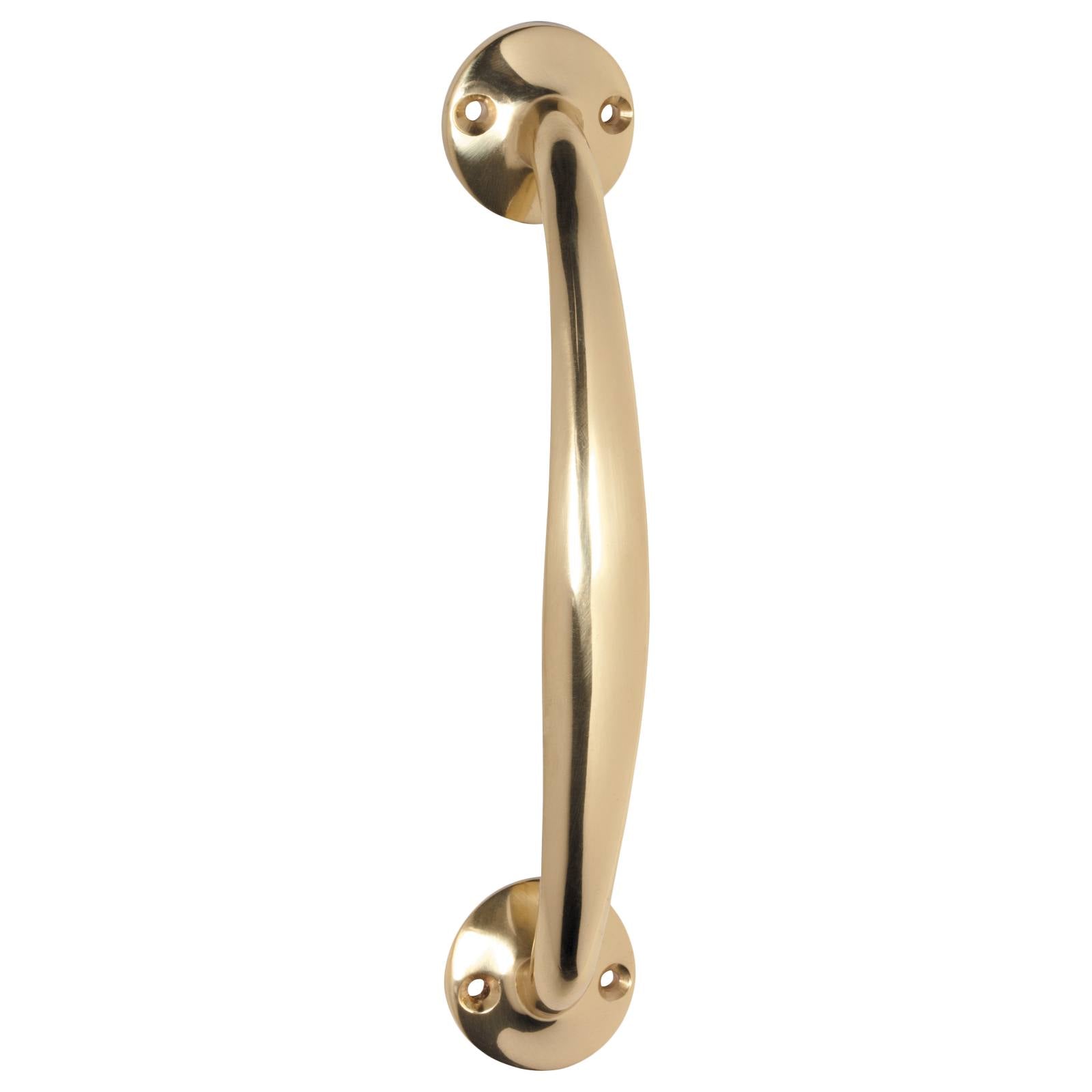 18.7cm D-Pull Handle w/Round Bases, Polished Brass