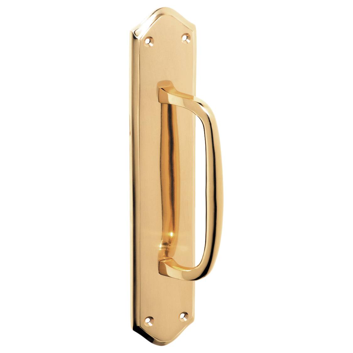Offset Pull Handle w/Backplate, Polished Brass