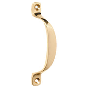 10cm Plain Offset Pull Handle, Polished Brass