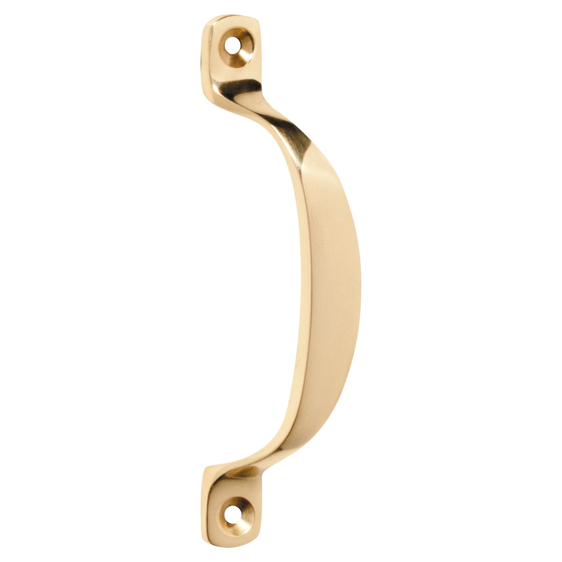 10cm Plain Offset Pull Handle, Polished Brass
