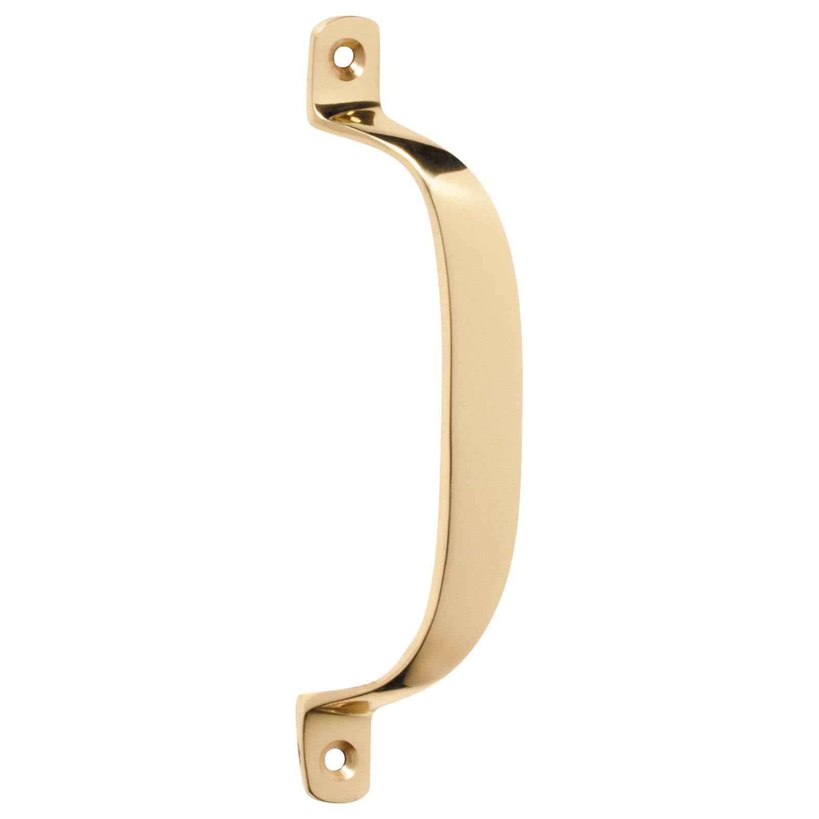 13cm Plain Offset Pull Handle, Polished Brass