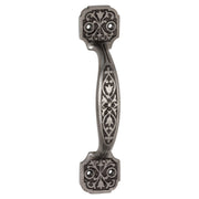 Detailed Decorative D-Pull Handle, Polished Metal