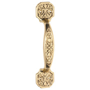 Detailed Decorative D-Pull Handle, Polished Brass