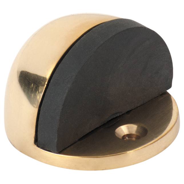 Oval Floor Mounted Door Stop, Polished Brass