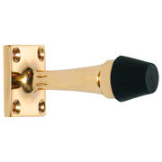 Wall Mount Door Stop w/Square Base, Polished Brass