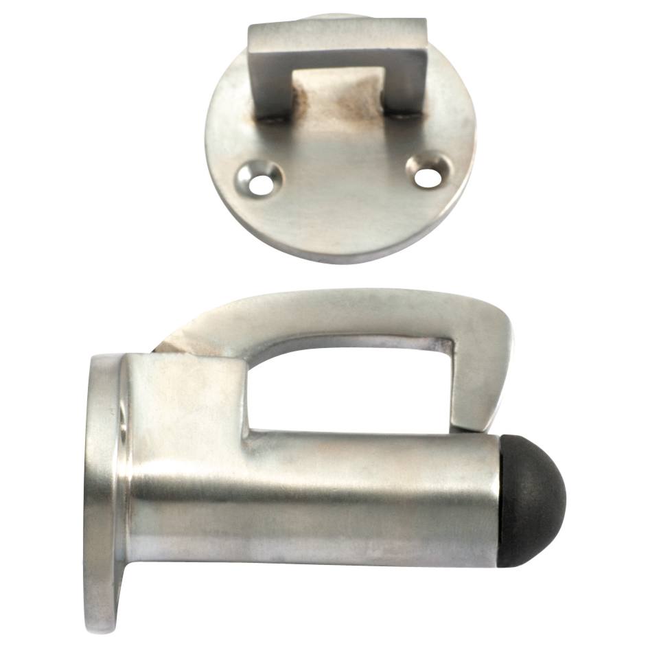 Wall Mount Hook Door Stop, Satin Chrome