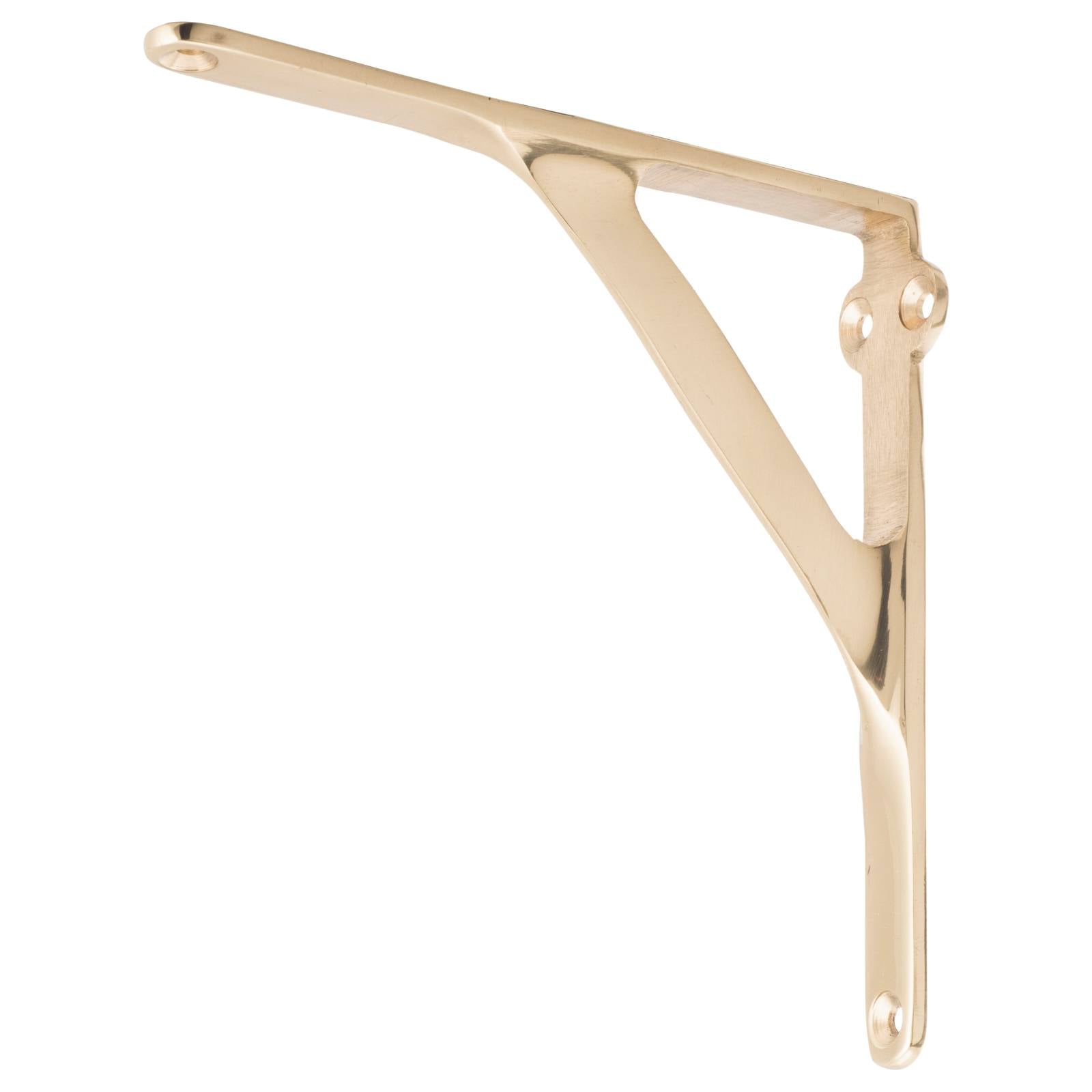 13x13cm Plain Shelf Bracket, Polished Brass
