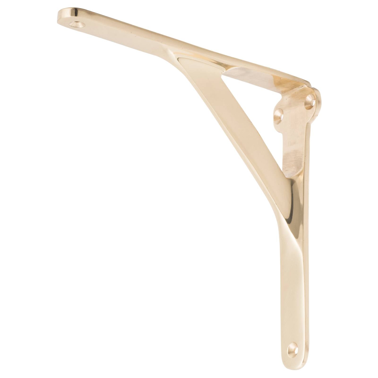15x15cm Plain Shelf Bracket, Polished Brass