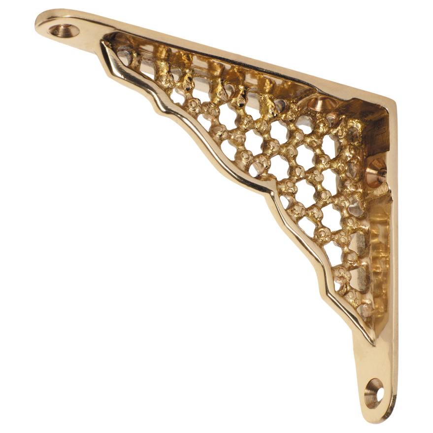 Small Shelf Bracket, Polished Brass