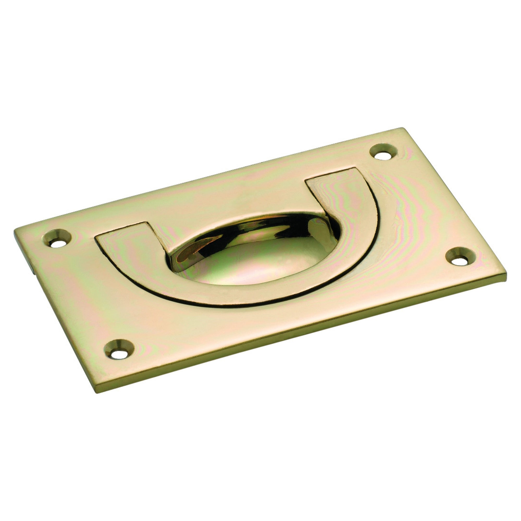 Large Flush Cabinet/Drawer Pull, Polished Brass