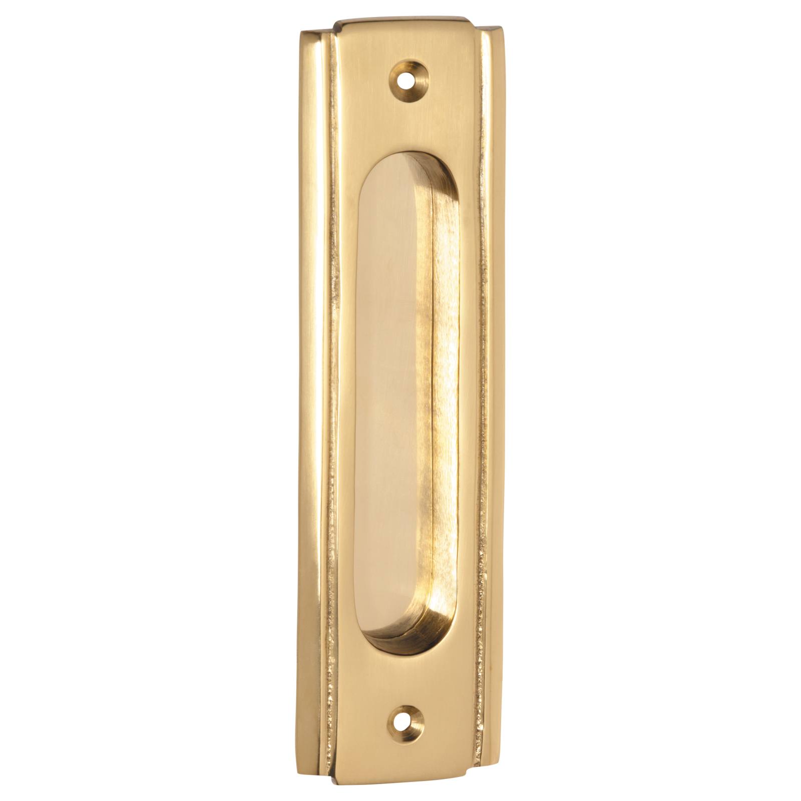 Deco Sliding Door Flush Pull, Polished Brass
