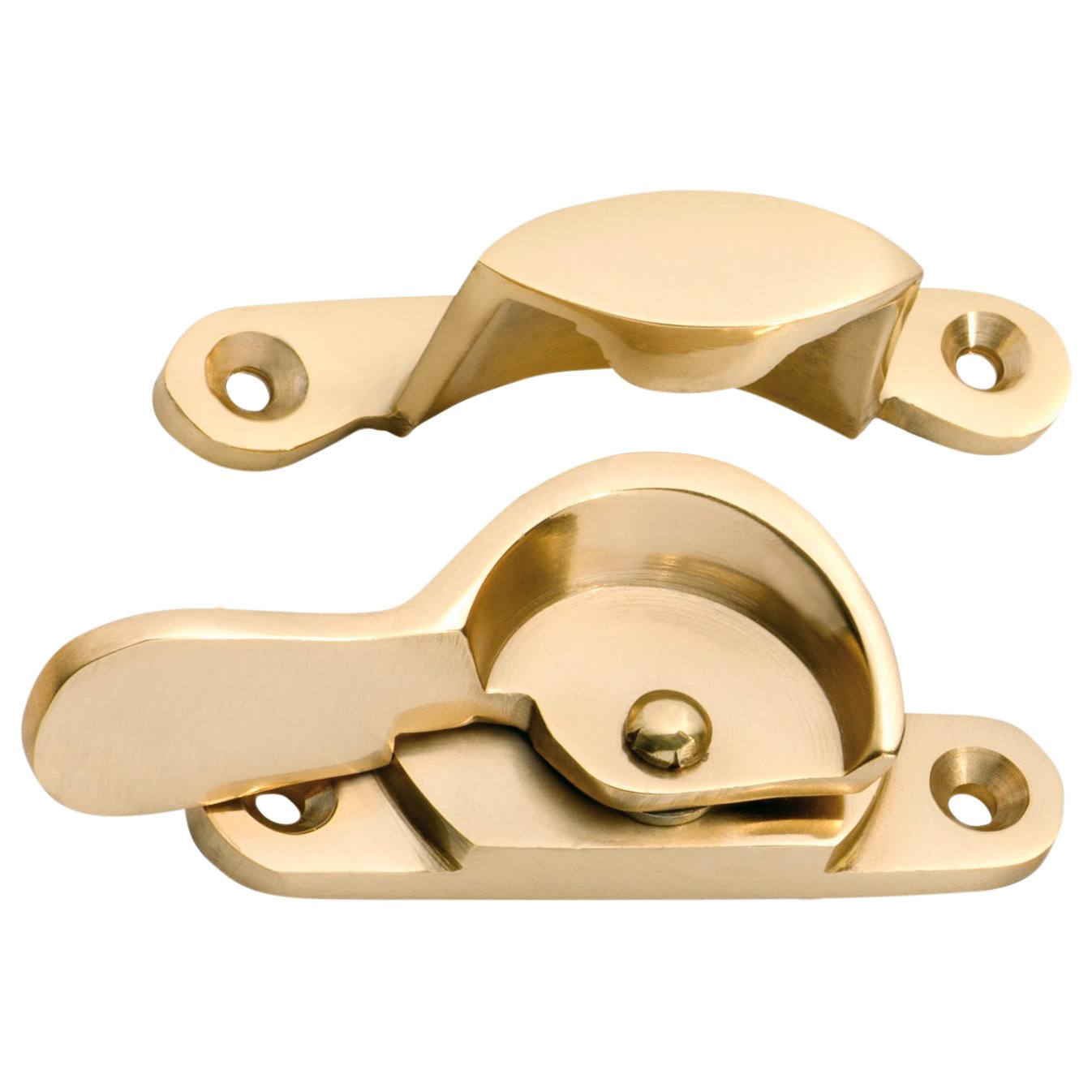Narrow Basic Sash Fastener, Polished Brass