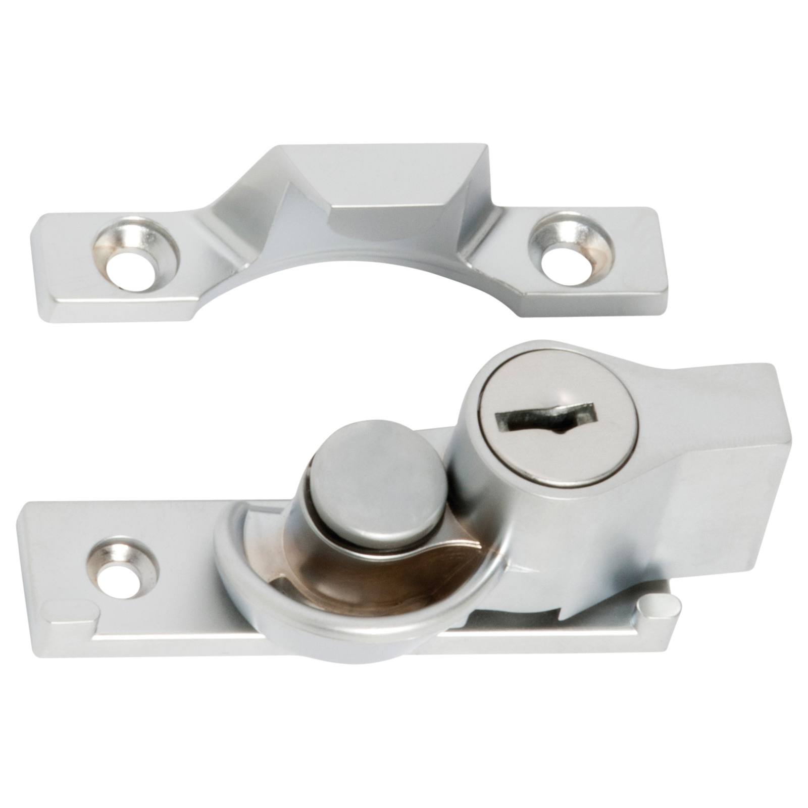Squared Key Locking Sash Fastener, Satin Chrome
