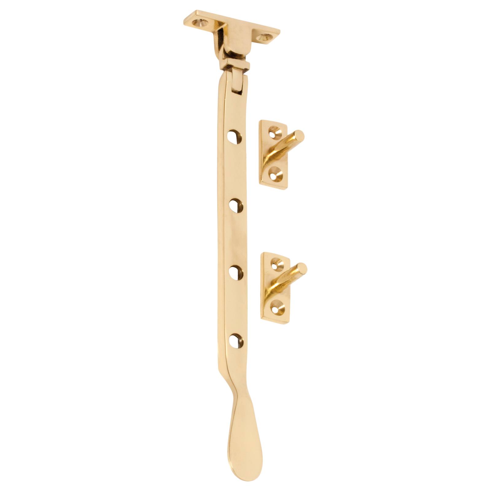 Small Sill Mount Casement Stay, Polished Brass