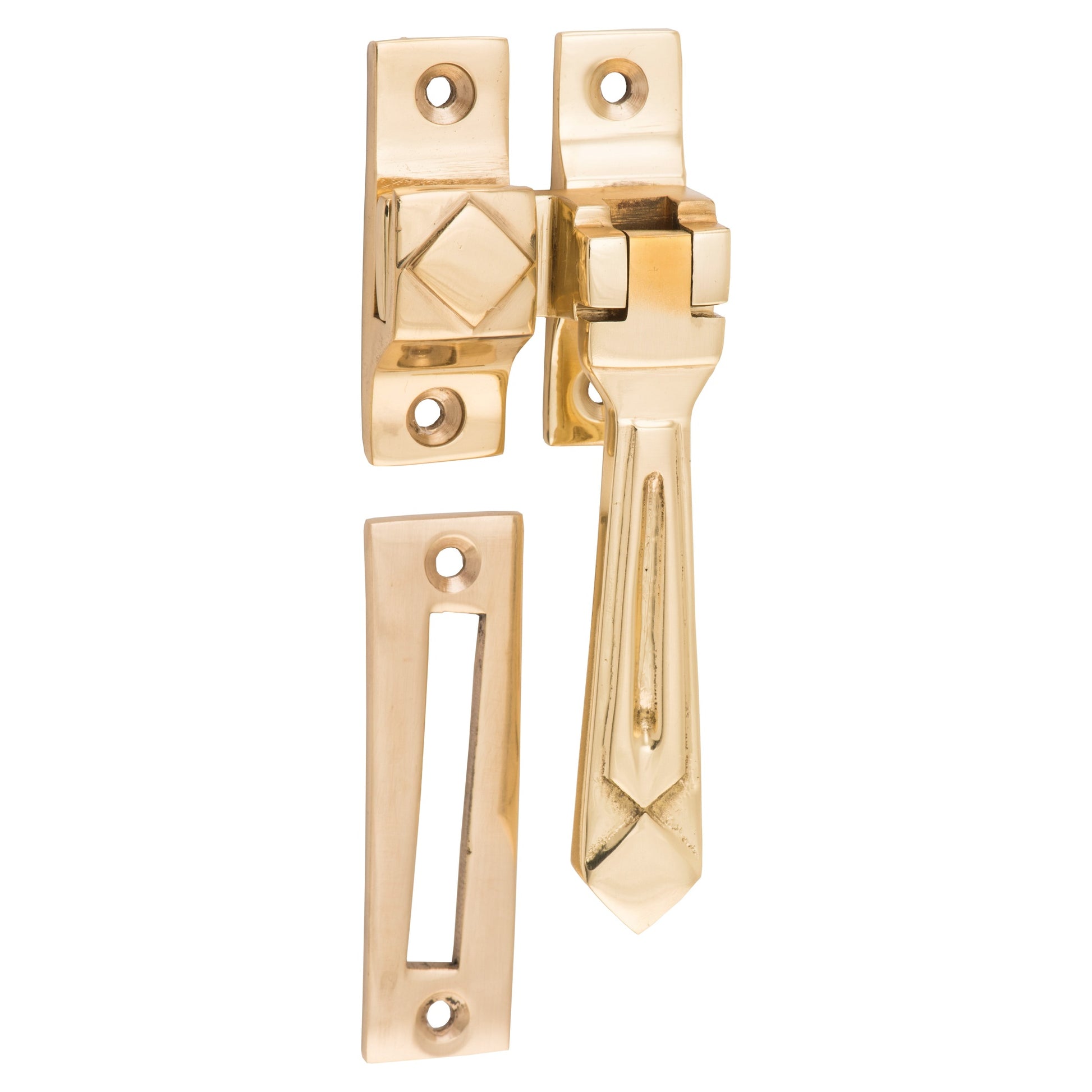 Art Deco Casement Fastener, Polished Brass