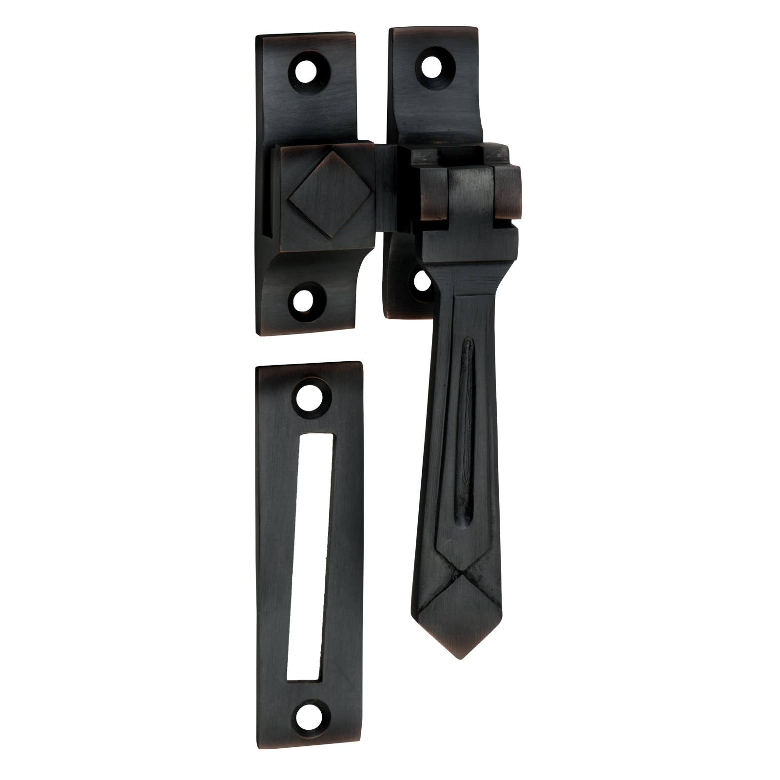 Art Deco Casement Fastener, Antique Copper