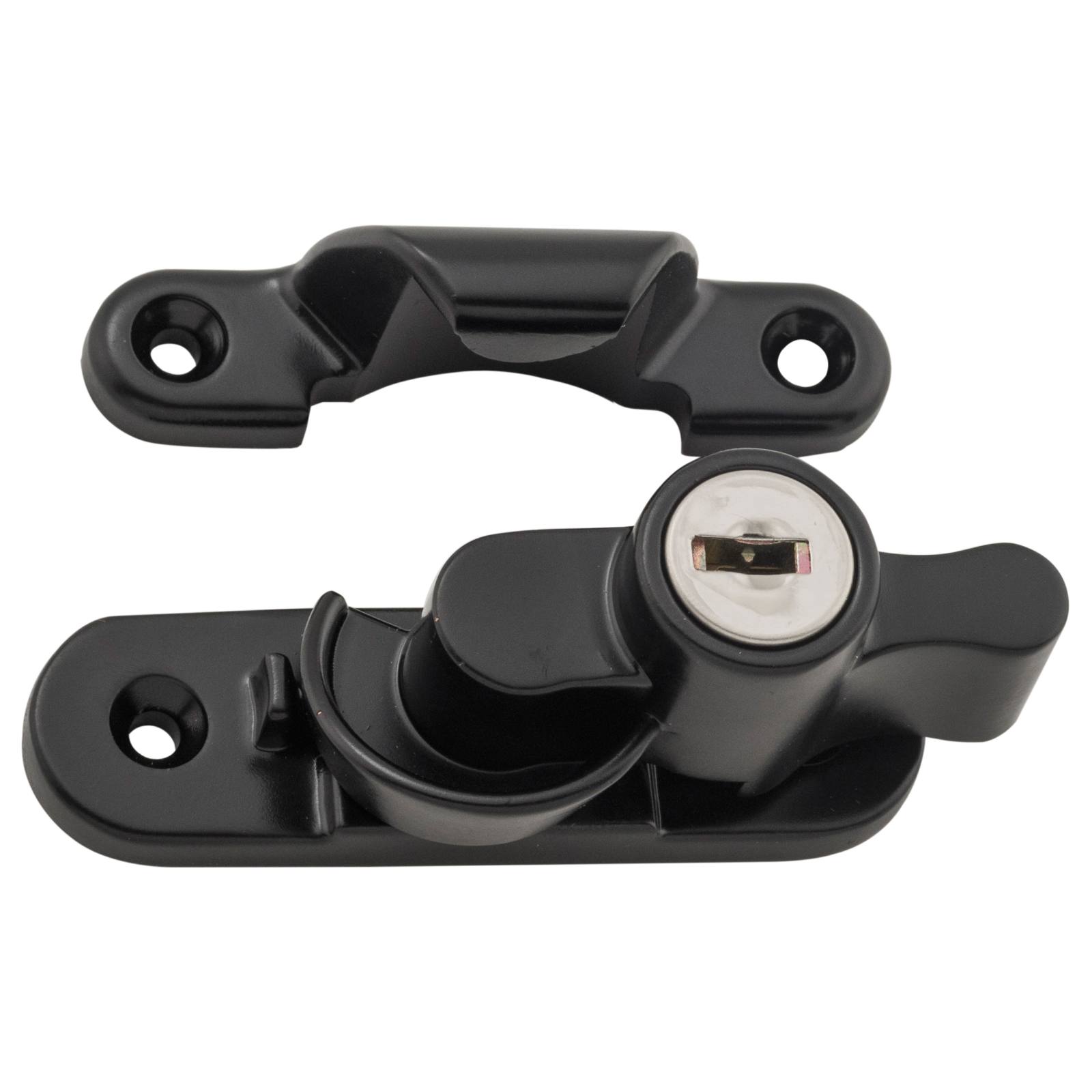 Rounded Key Locking Sash Fastener, Matte Black