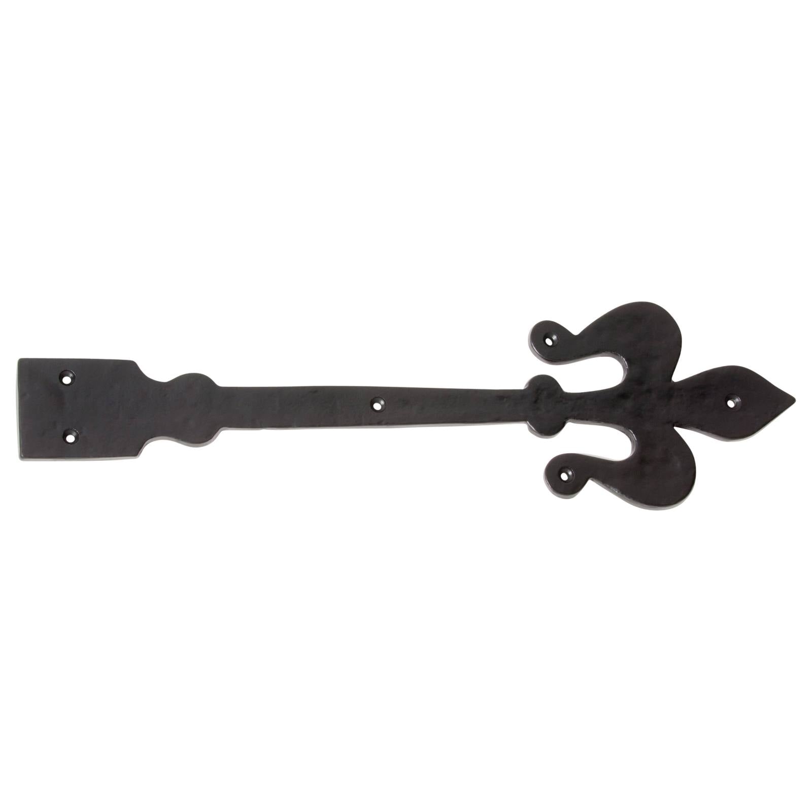 Fleur De Lys Decorative Hinge, Matte Blk