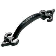 11cm Iron Fleur De Lys D-Pull Handle, Matte Blk