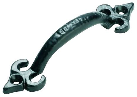 11cm Iron Fleur De Lys D-Pull Handle, Matte Blk