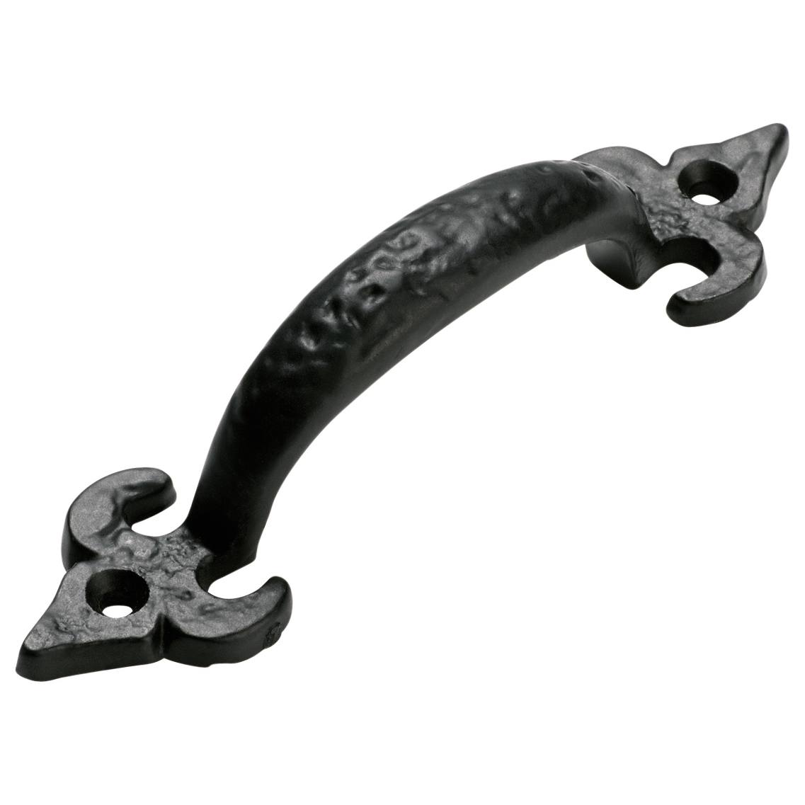 12.5cm Iron Fleur De Lys D-Pull Handle, Matte Blk