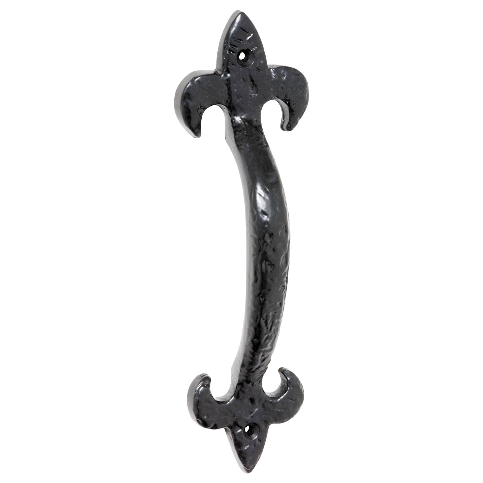 17.5cm Iron Fleur De Lys D-Pull Handle, Matte Blk