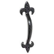 17.5cm Iron Fleur De Lys D-Pull Handle, Matte Blk