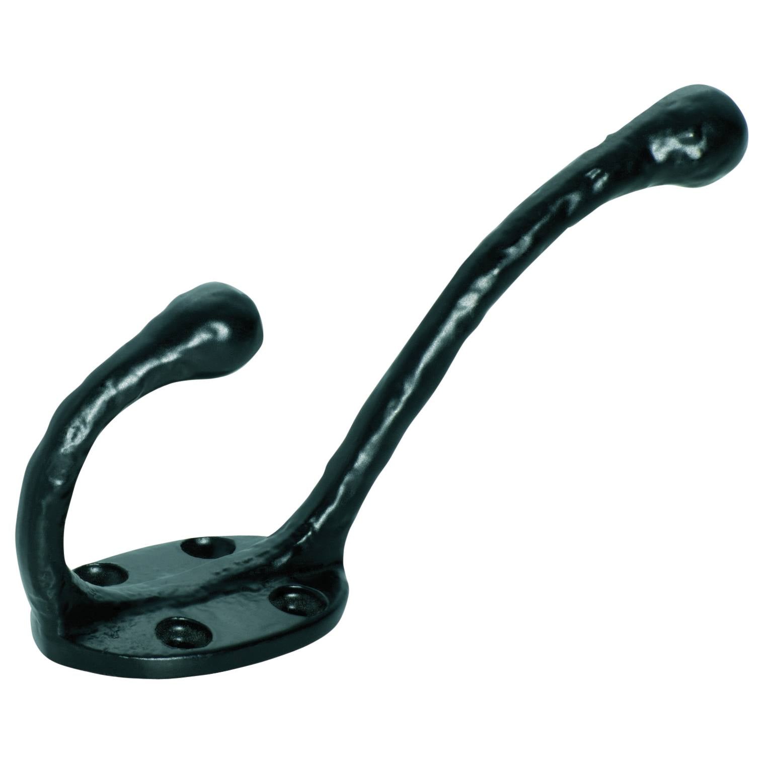 Plain Double Hat & Coat Hook, Matte Blk