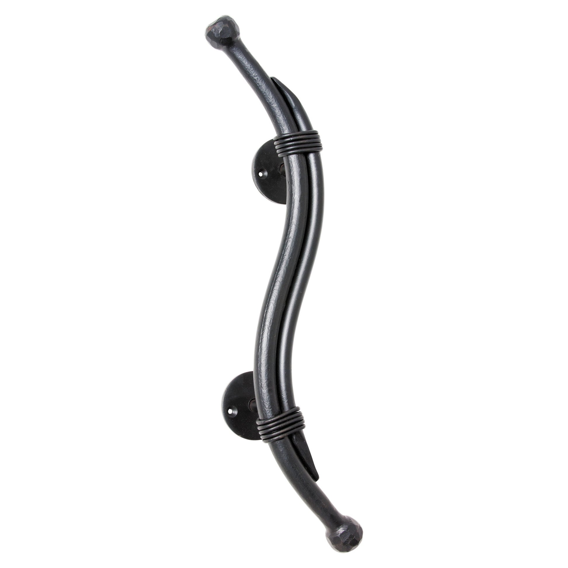 Pull Hle Iron Curved LH MB, Matte Black Powder Coated