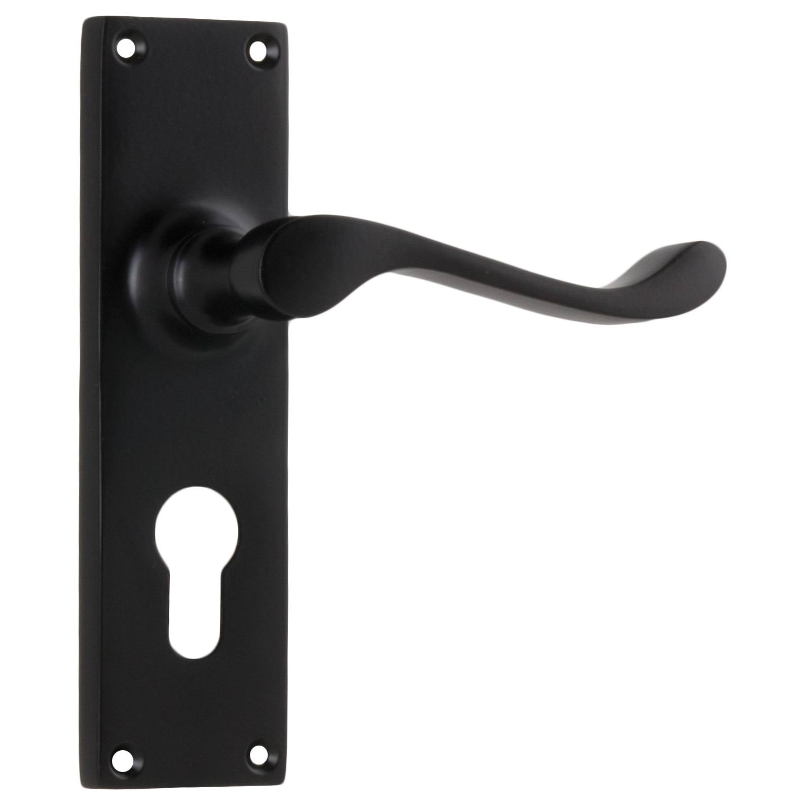Victorian Euro Lever Set, Matte Black
