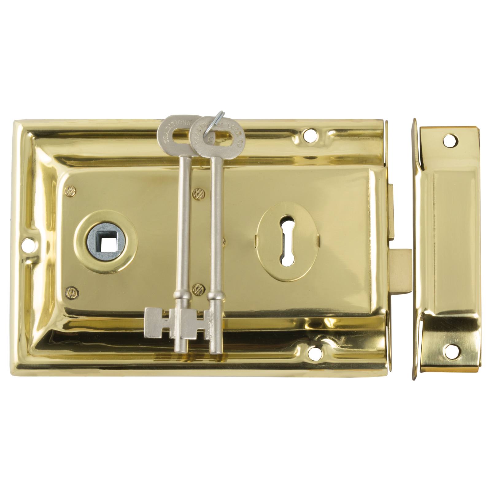 Low Security Rim Lock, Polished Brass