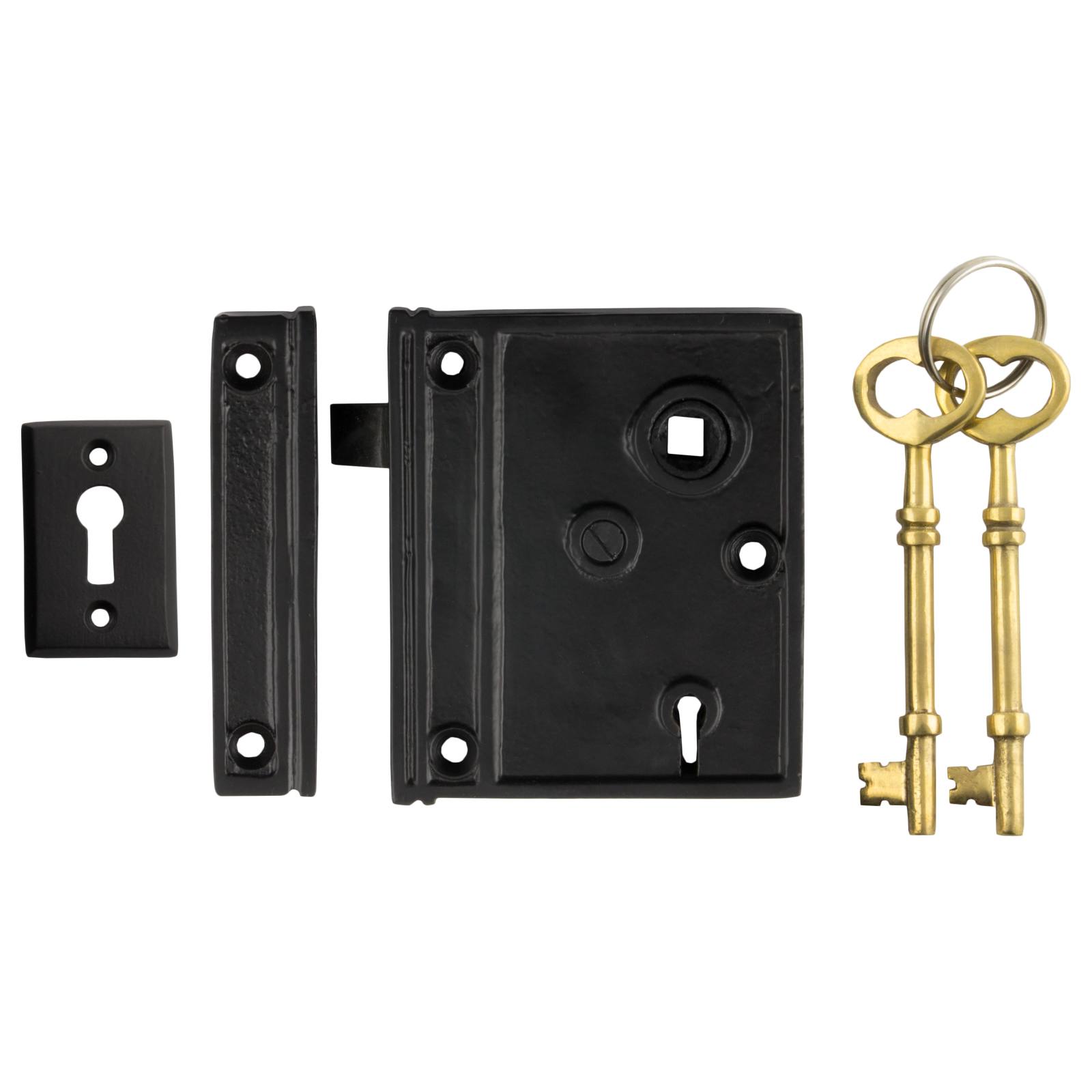 Small Plain Low Security Rim Lock, Matte Blk