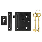 Small Plain Low Security Rim Lock, Matte Blk