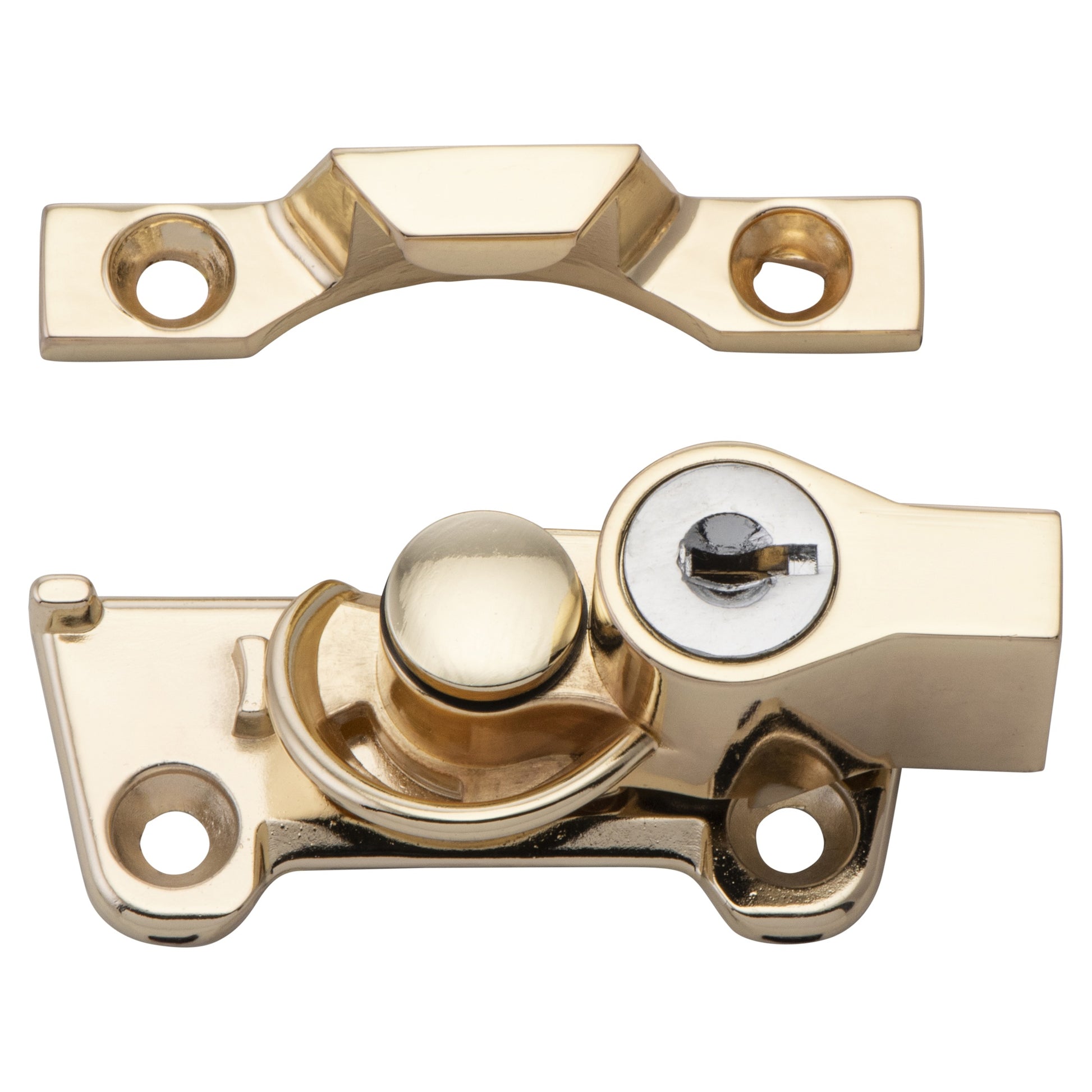 Sash Fastener Locking Wide Base Zinc Alloy Electroplated Brass