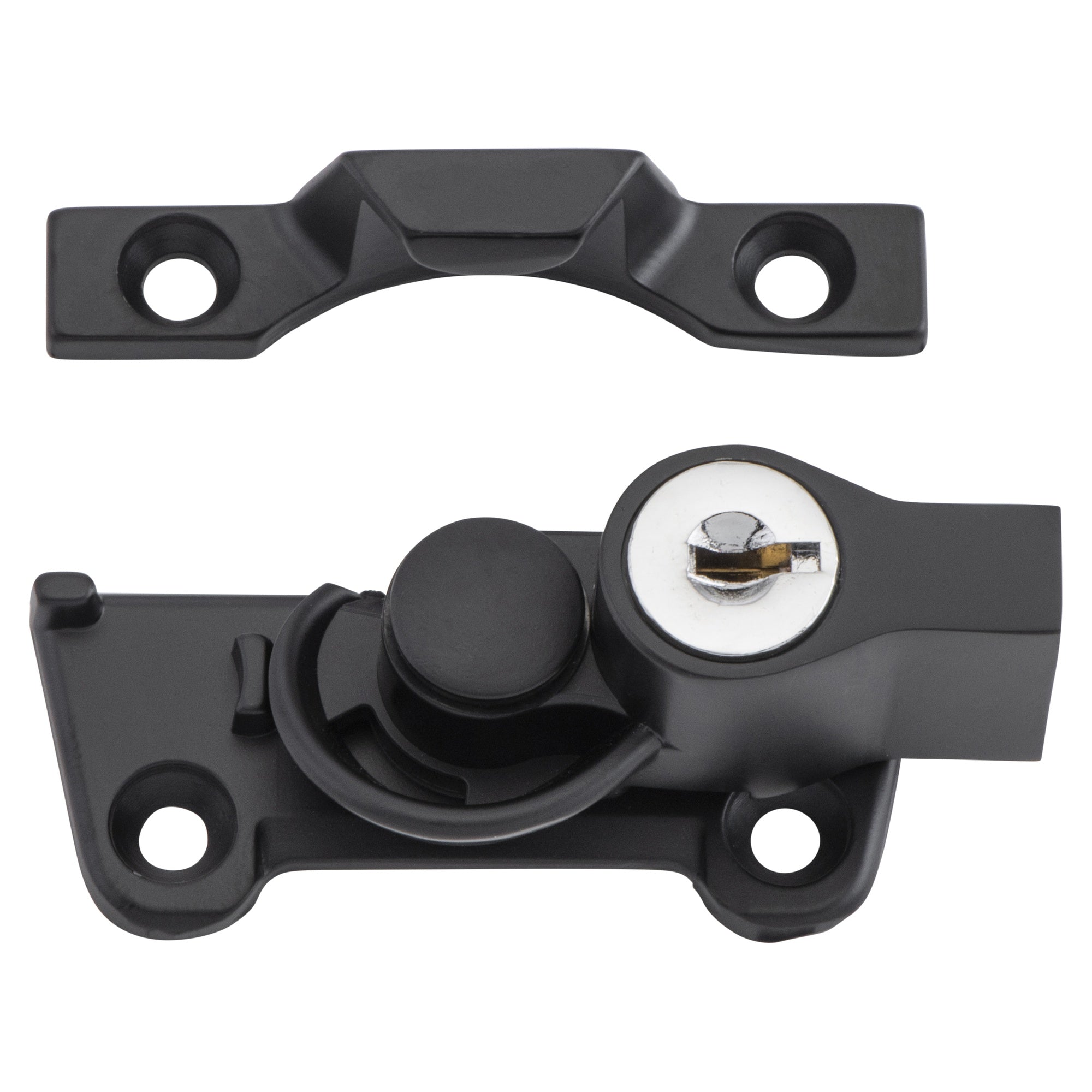Sash Fastener Locking Wide Base Zinc Alloy, Matt Black