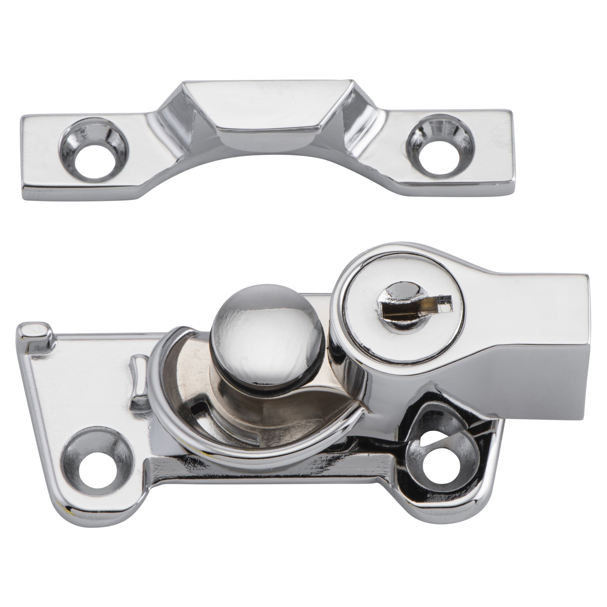 Sash Fastener Locking Wide Base Zinc Alloy CP, Chrome Plated