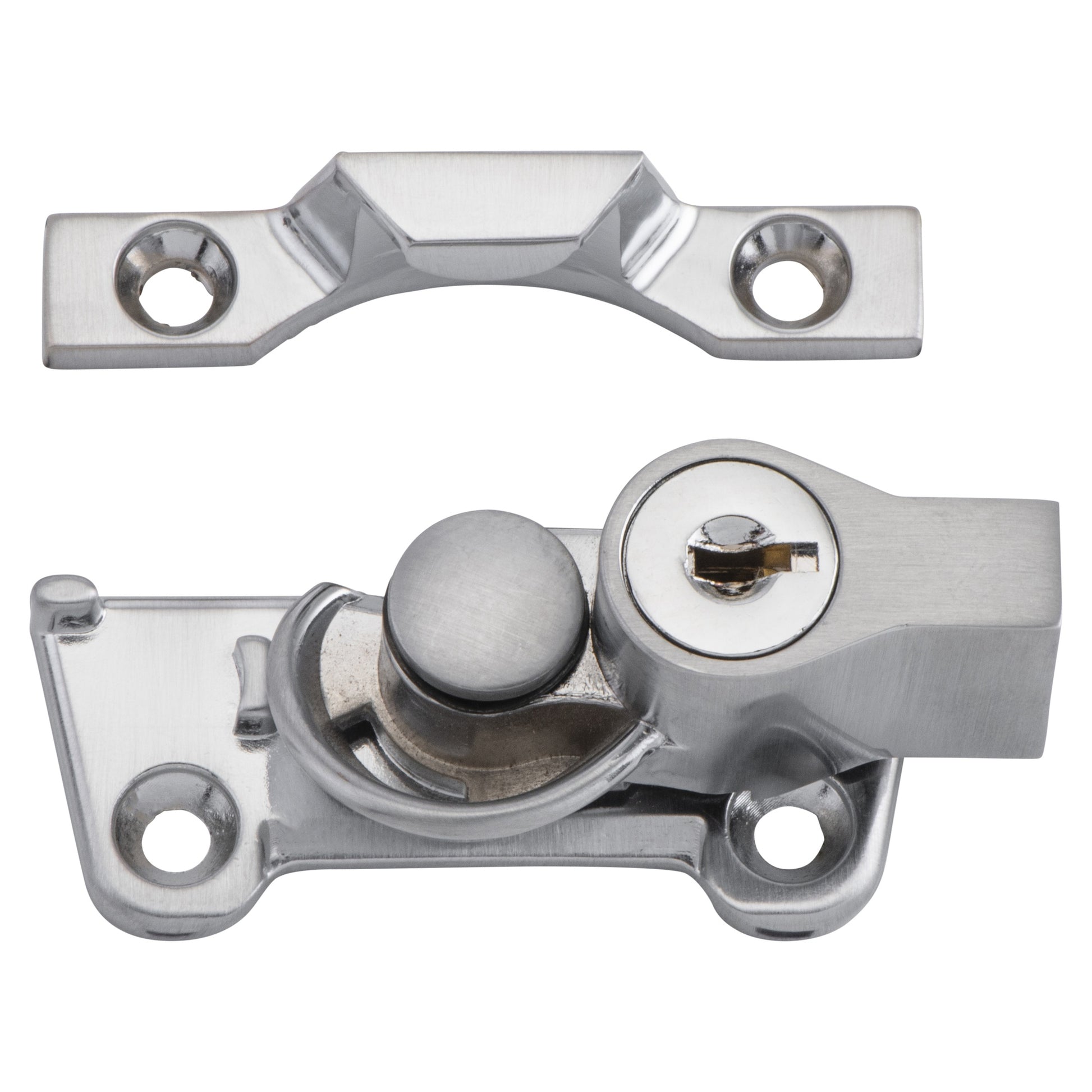 Sash Fastener Locking Wide Base Zinc Alloy SC, Satin Chrome
